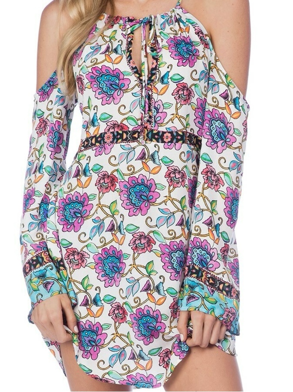 Nanette Lepore Multicolor Floral Tie-Front Dress cover up